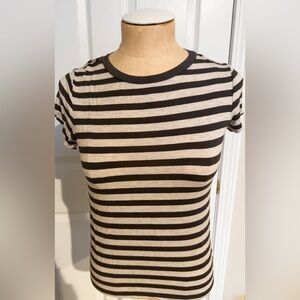 American Eagle Outfitters Gray and Cream Striped Tee